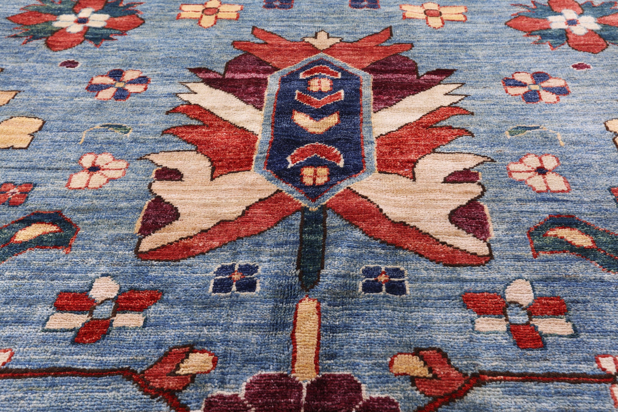 Blue Persian Fine Serapi Hand Knotted Wool Rug - 13' 8" X 22' 8" - Golden Nile