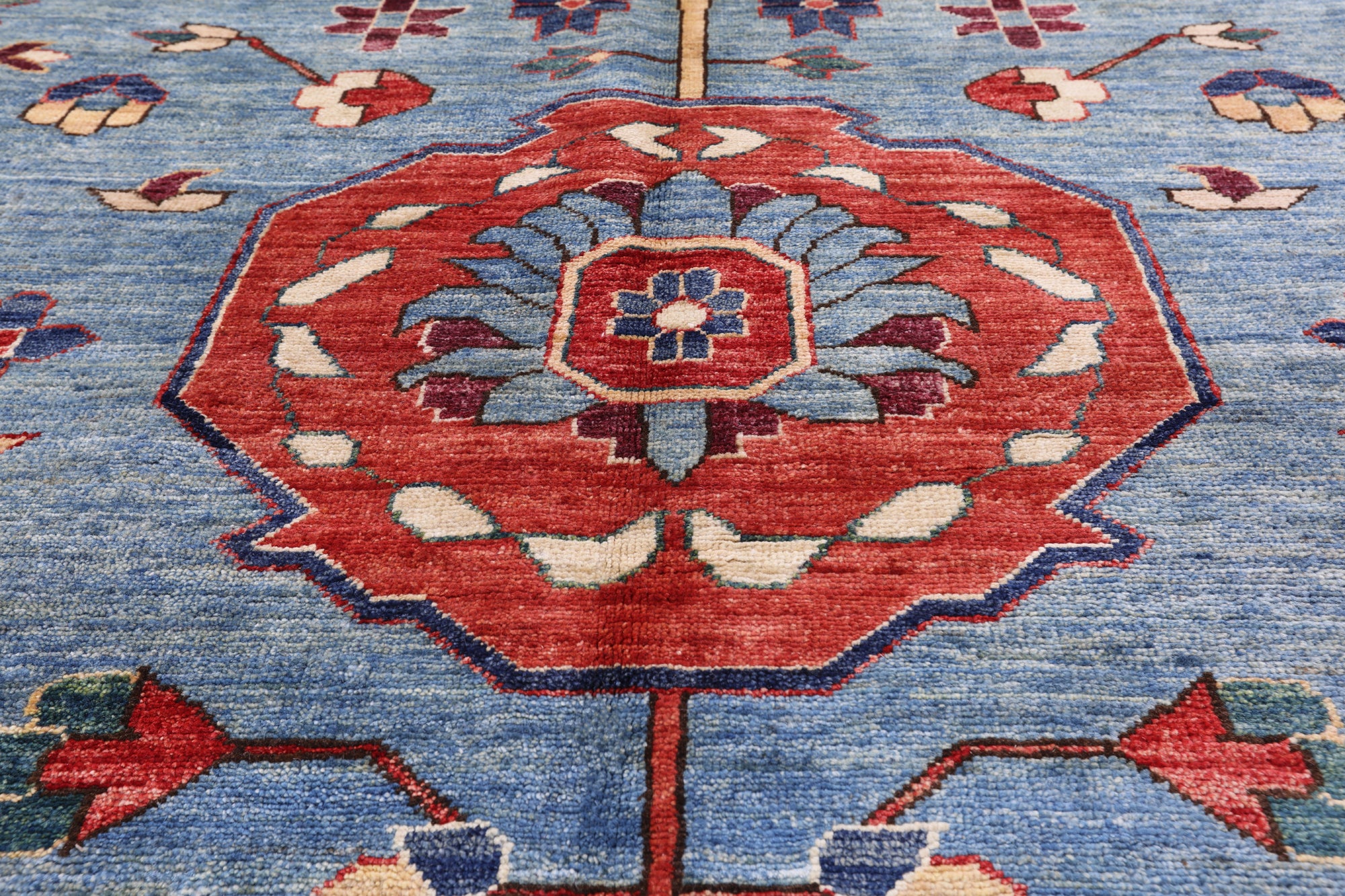 Blue Persian Fine Serapi Hand Knotted Wool Rug - 13' 8" X 22' 8" - Golden Nile