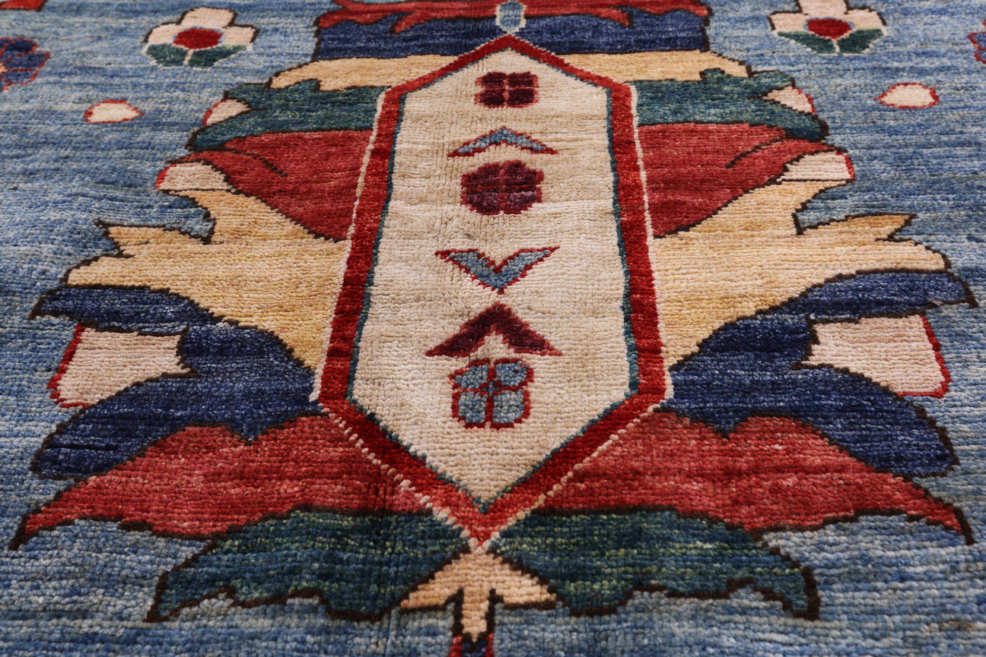 Blue Persian Fine Serapi Hand Knotted Wool Rug - 13' 8" X 22' 8" - Golden Nile