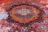 Abstract Modern Mamluk Handmade Wool Rug - 8' 9" X 11' 11" - Golden Nile