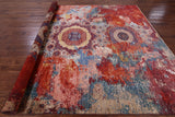 Abstract Modern Mamluk Hand Knotted Wool Rug - 8' 1" X 9' 8" - Golden Nile