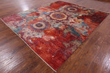 Abstract Modern Mamluk Hand Knotted Wool Rug - 8' 1" X 9' 8" - Golden Nile
