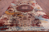 Abstract Modern Mamluk Hand Knotted Wool Rug - 8' 11" X 11' 10" - Golden Nile
