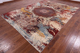 Abstract Modern Mamluk Hand Knotted Wool Rug - 8' 11" X 11' 10" - Golden Nile
