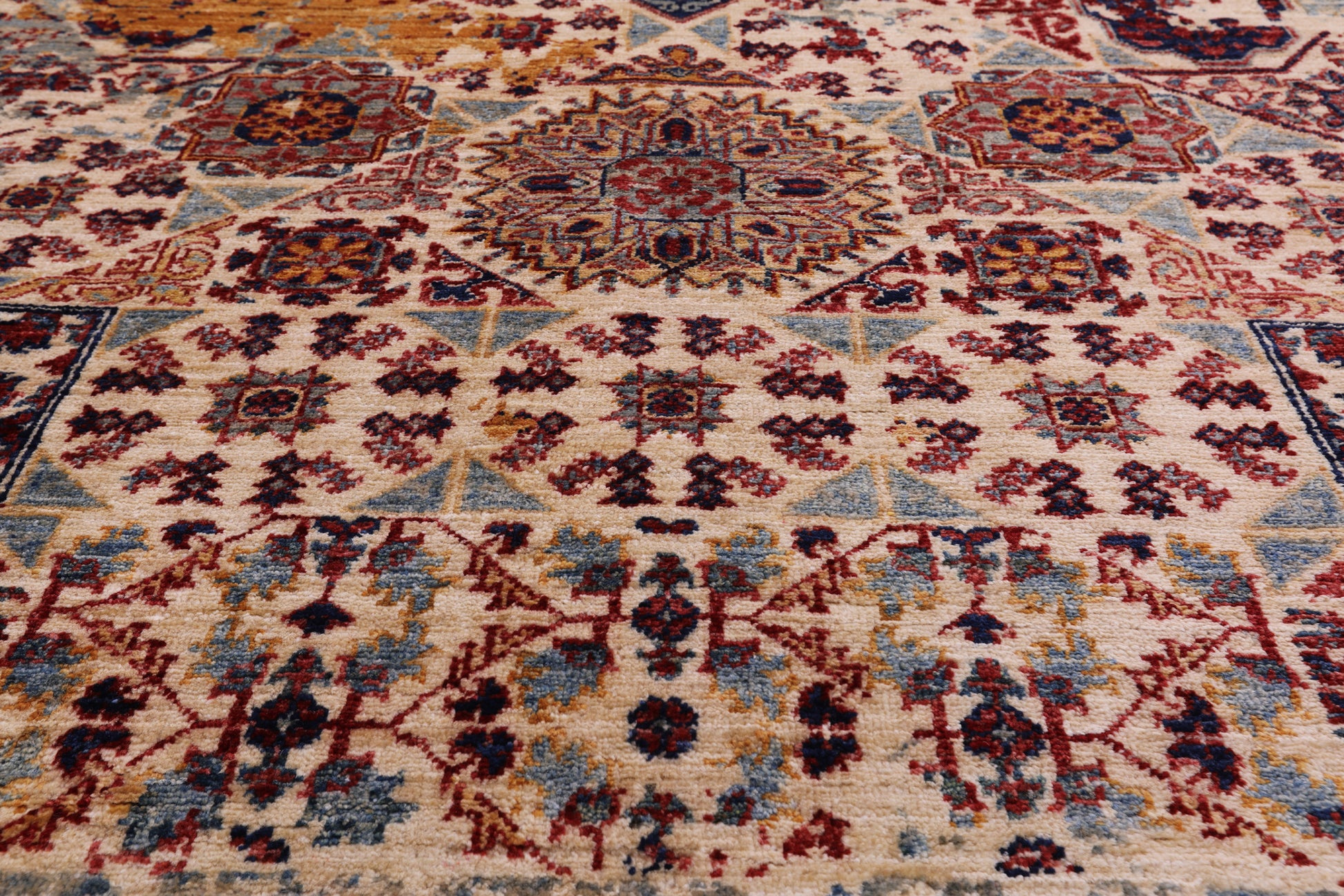 Abstract Modern Mamluk Hand Knotted Wool Rug - 8' 11" X 11' 10" - Golden Nile