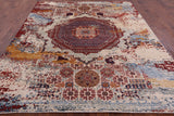 Abstract Modern Mamluk Handmade Wool Rug - 8' 2" X 9' 9" - Golden Nile