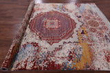 Abstract Modern Mamluk Handmade Wool Rug - 8' 2" X 9' 9" - Golden Nile