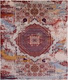 Abstract Modern Mamluk Handmade Wool Rug - 8' 2" X 9' 9" - Golden Nile