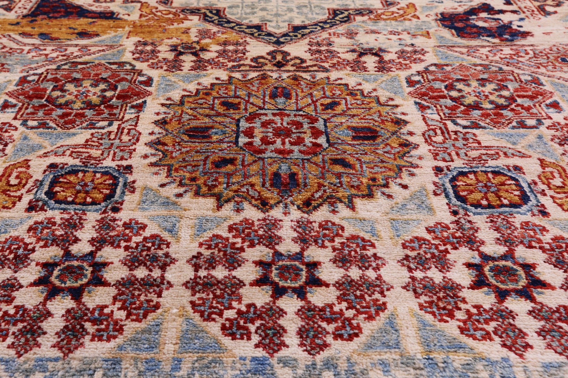 Abstract Modern Mamluk Handmade Wool Rug - 8' 2" X 9' 9" - Golden Nile