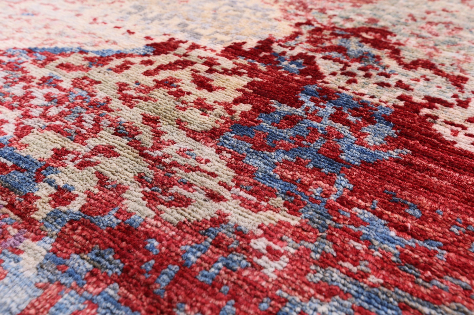 Abstract Modern Mamluk Hand Knotted Wool Rug - 9' 0" X 12' 5" - Golden Nile