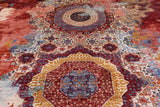 Abstract Modern Mamluk Handmade Wool Rug - 9' 10" X 13' 10" - Golden Nile