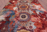 Abstract Modern Mamluk Handmade Wool Rug - 9' 10" X 13' 10" - Golden Nile
