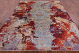 Abstract Modern Mamluk Hand Knotted Wool Rug - 8' 0" X 9' 8" - Golden Nile