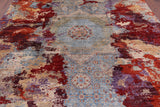 Abstract Modern Mamluk Hand Knotted Wool Rug - 8' 0" X 9' 8" - Golden Nile
