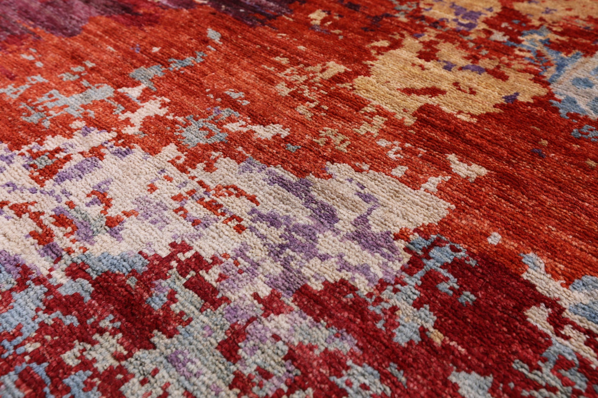 Abstract Modern Mamluk Hand Knotted Wool Rug - 8' 0" X 9' 8" - Golden Nile