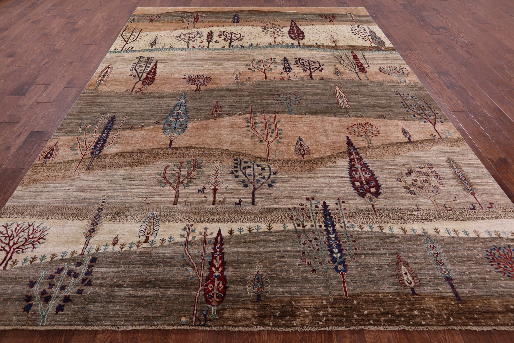Tribal Persian Gabbeh Handmade Wool Rug - 8' 10" X 11' 10" - Golden Nile