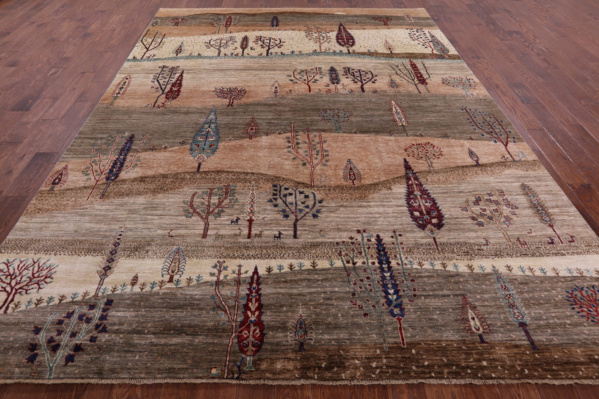 Tribal Persian Gabbeh Handmade Wool Rug - 8' 10" X 11' 10" - Golden Nile