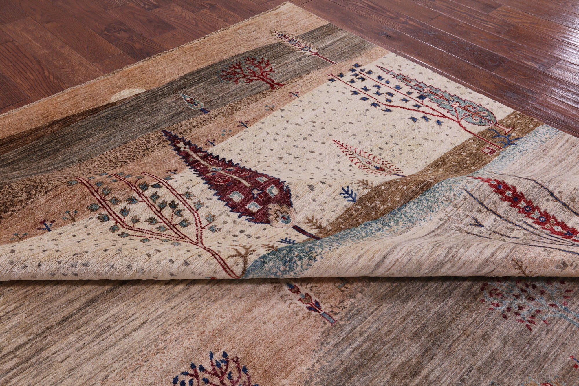 Tribal Persian Gabbeh Handmade Wool Rug - 8' 10" X 11' 10" - Golden Nile