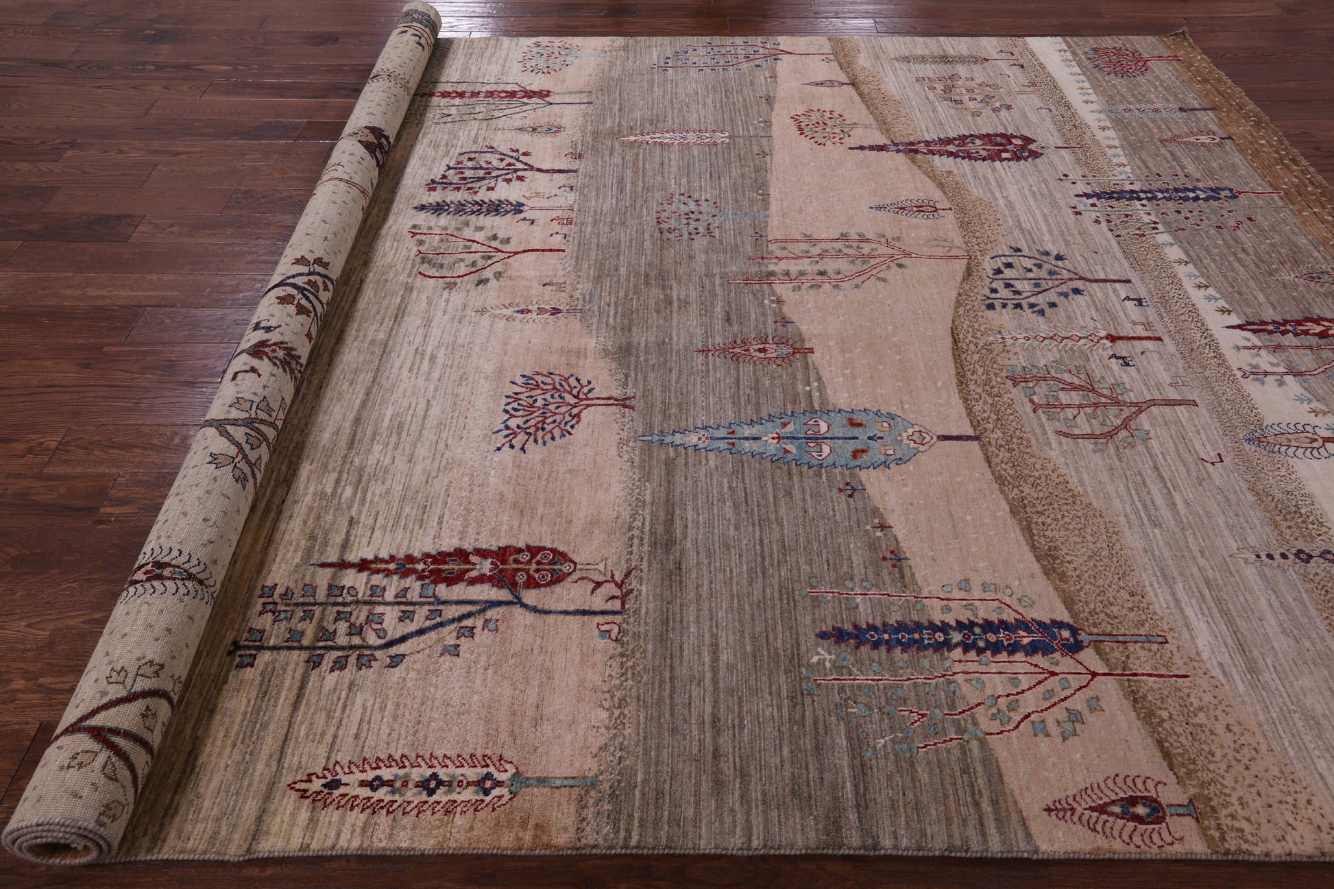 Tribal Persian Gabbeh Handmade Wool Rug - 8' 10" X 11' 10" - Golden Nile