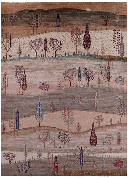 Tribal Persian Gabbeh Handmade Wool Rug - 8' 10" X 11' 10" - Golden Nile