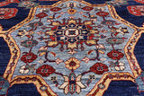 Blue Persian Fine Serapi Hand Knotted Wool Rug - 9' 0" X 12' 3" - Golden Nile