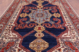 Blue Persian Fine Serapi Hand Knotted Wool Rug - 9' 0" X 12' 3" - Golden Nile