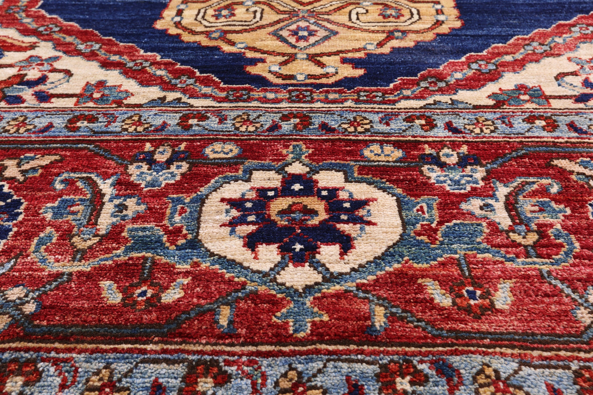 Blue Persian Fine Serapi Hand Knotted Wool Rug - 9' 0" X 12' 3" - Golden Nile