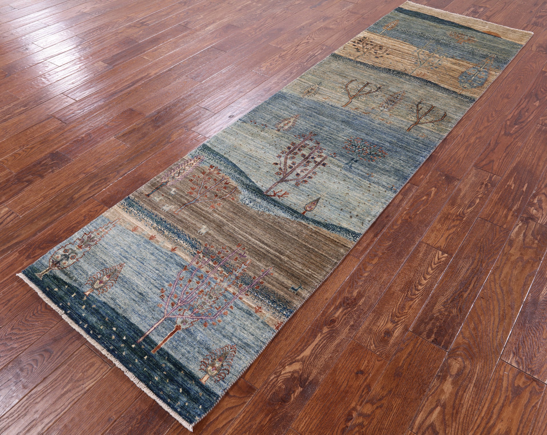 Tribal Persian Gabbeh Hand Knotted Wool Runner Rug - 2' 9" X 9' 8" - Golden Nile