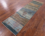 Tribal Persian Gabbeh Hand Knotted Wool Runner Rug - 2' 9" X 9' 8" - Golden Nile