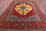 Rust Persian Fine Serapi Hand Knotted Wool Rug - 8' 9" X 11' 11" - Golden Nile
