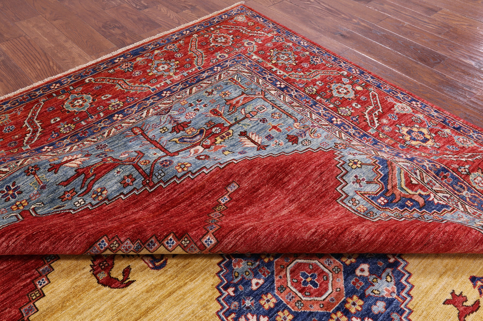 Rust Persian Fine Serapi Hand Knotted Wool Rug - 8' 9" X 11' 11" - Golden Nile