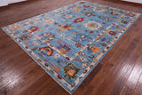 Blue Turkish Oushak Hand Knotted Wool Rug - 8' 9" X 12' 3" - Golden Nile