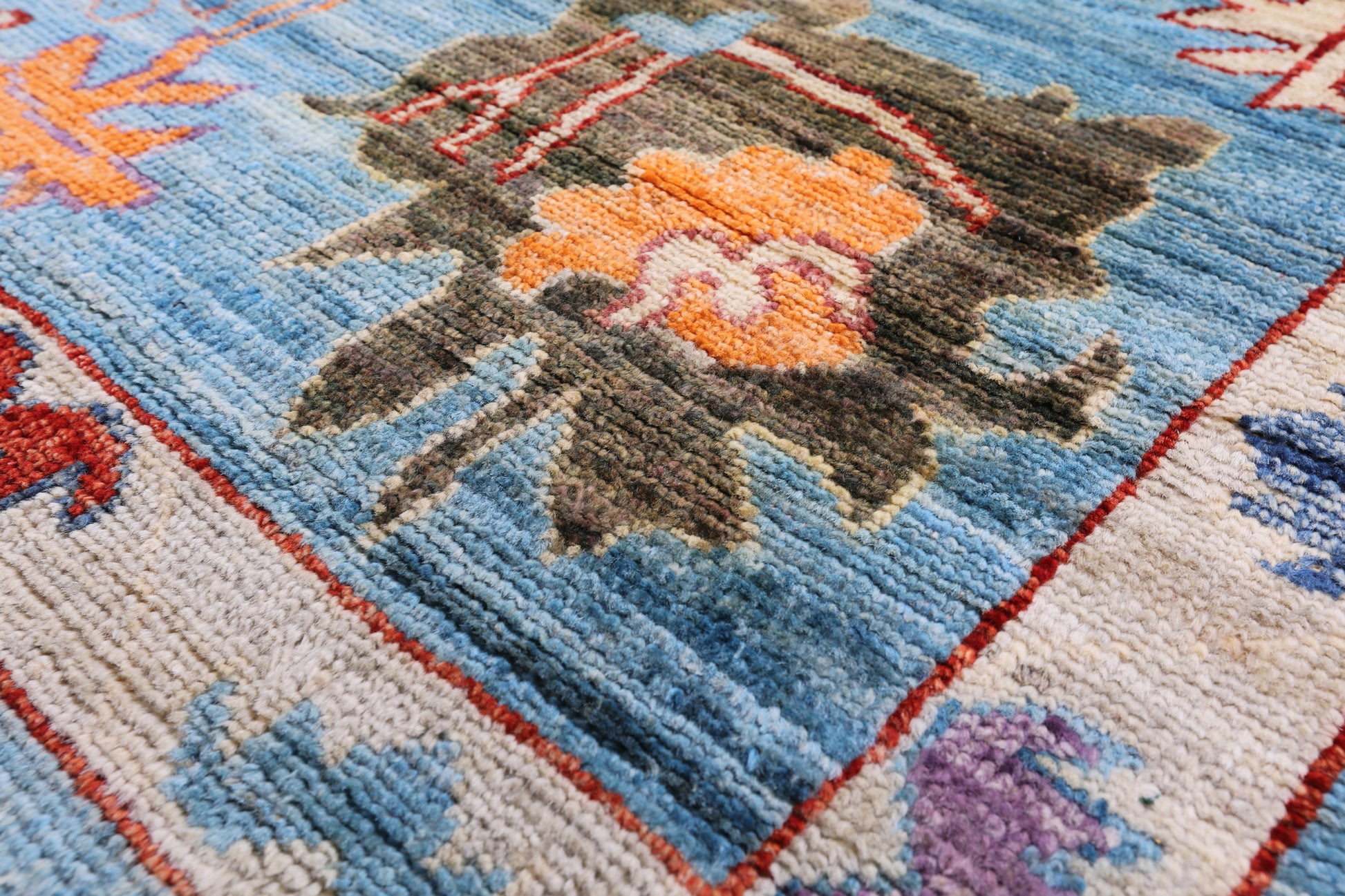 Blue Turkish Oushak Hand Knotted Wool Rug - 8' 9" X 12' 3" - Golden Nile