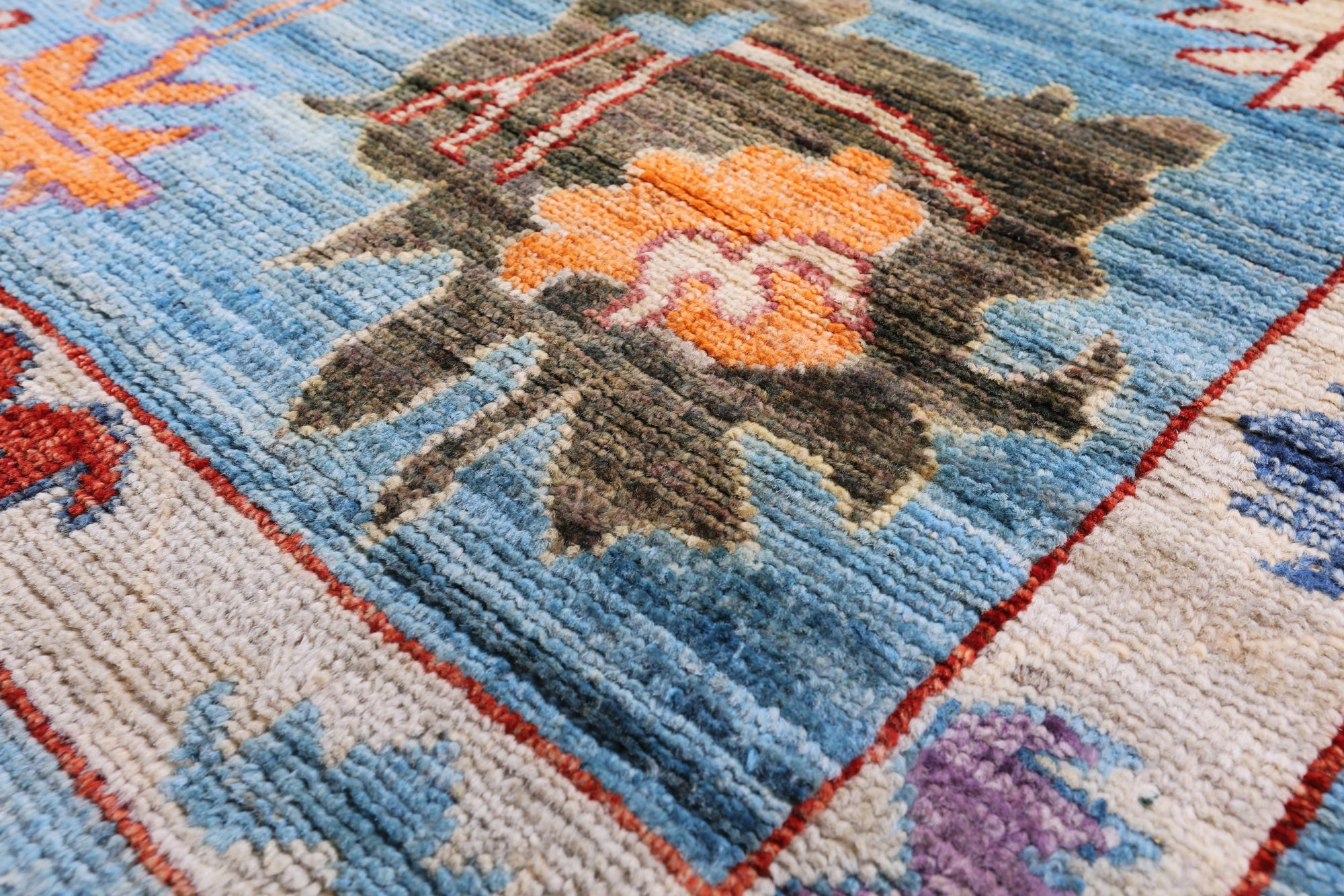 Blue Turkish Oushak Hand Knotted Wool Rug - 8' 9" X 12' 3" - Golden Nile
