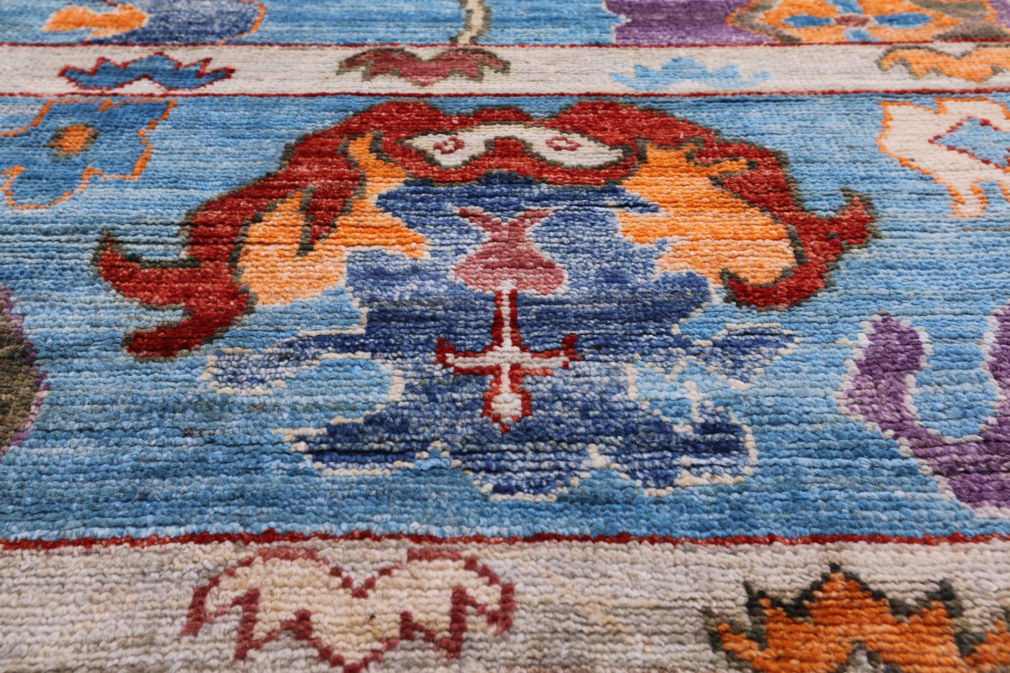 Blue Turkish Oushak Hand Knotted Wool Rug - 8' 9" X 12' 3" - Golden Nile