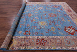 Blue Turkish Oushak Hand Knotted Wool Rug - 9' 9" X 13' 6" - Golden Nile