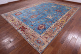 Blue Turkish Oushak Hand Knotted Wool Rug - 9' 9" X 13' 6" - Golden Nile