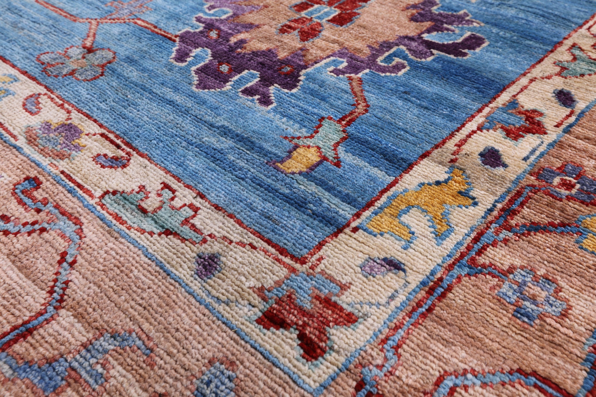 Blue Turkish Oushak Hand Knotted Wool Rug - 9' 9" X 13' 6" - Golden Nile