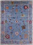 Blue Turkish Oushak Hand Knotted Wool Rug - 9' 1" X 12' 4" - Golden Nile