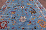 Blue Turkish Oushak Hand Knotted Wool Rug - 9' 1" X 12' 4" - Golden Nile