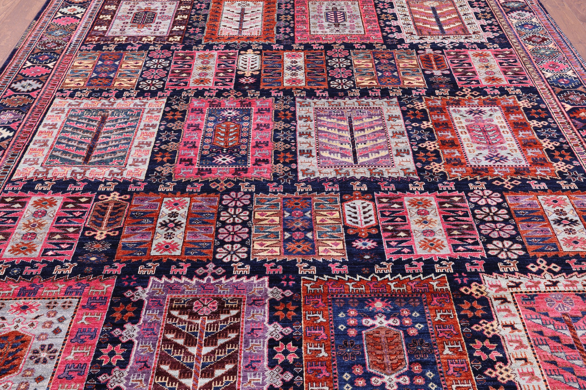 Blue Persian Fine Serapi Handmade Wool Rug - 8' 4" X 9' 8" - Golden Nile