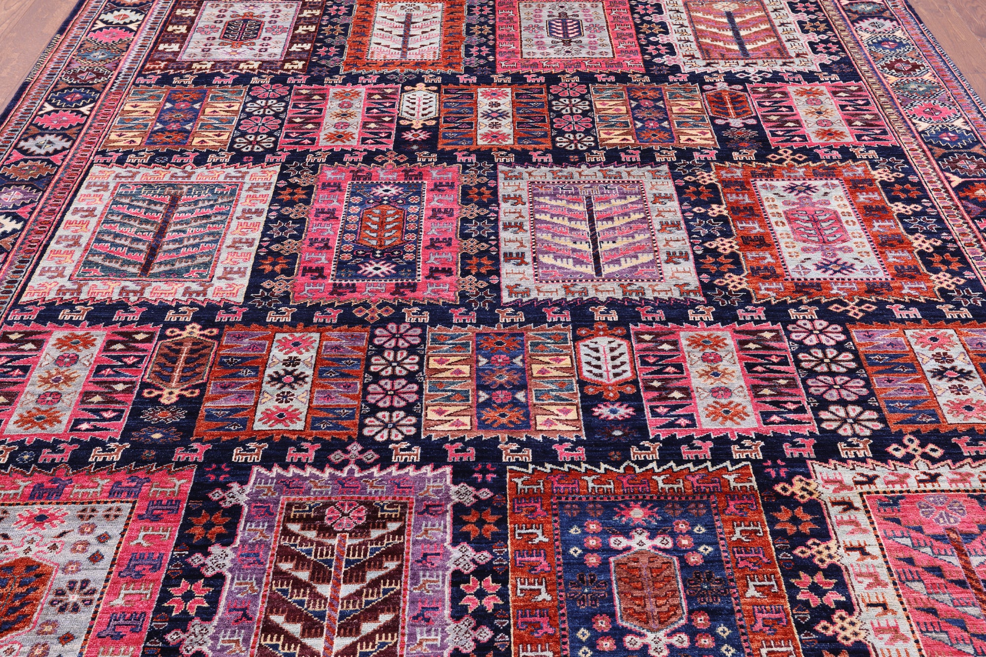 Blue Persian Fine Serapi Handmade Wool Rug - 8' 4" X 9' 8" - Golden Nile