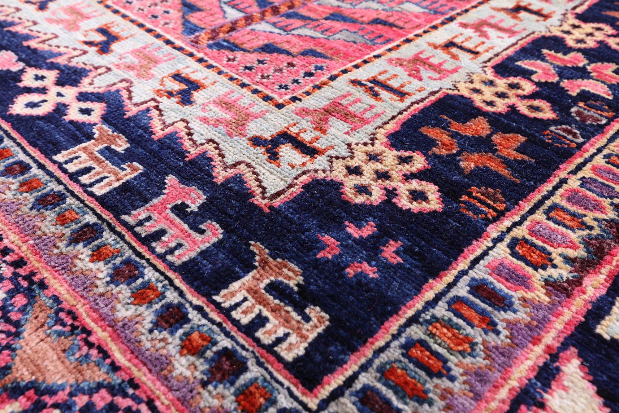 Blue Persian Fine Serapi Handmade Wool Rug - 8' 4" X 9' 8" - Golden Nile