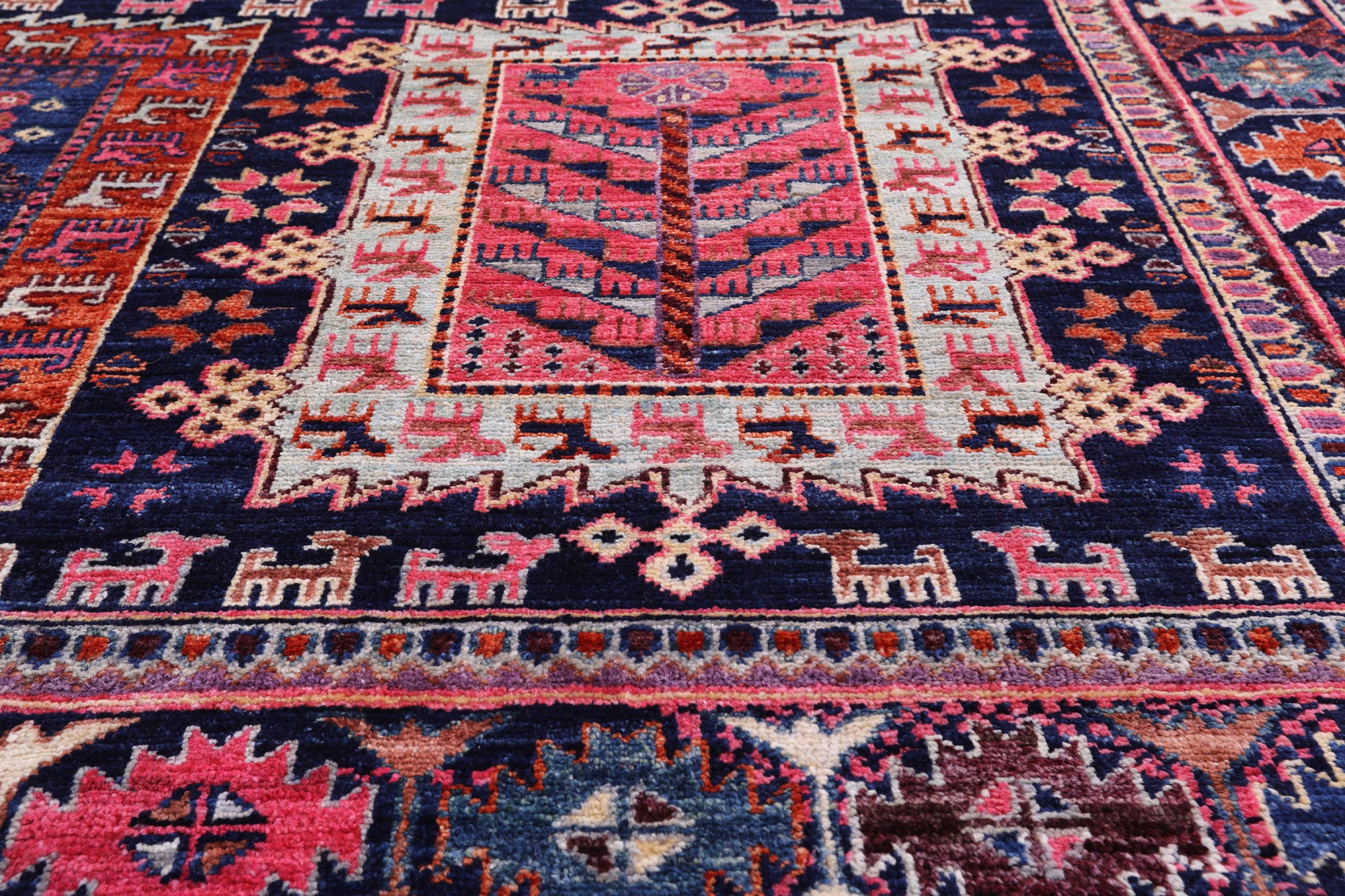Blue Persian Fine Serapi Handmade Wool Rug - 8' 4" X 9' 8" - Golden Nile