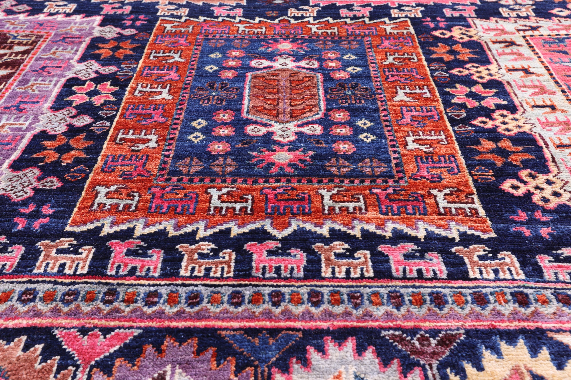 Blue Persian Fine Serapi Handmade Wool Rug - 8' 4" X 9' 8" - Golden Nile