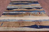 Tribal Persian Gabbeh Hand Knotted Wool Rug - 8' 1" X 9' 8" - Golden Nile