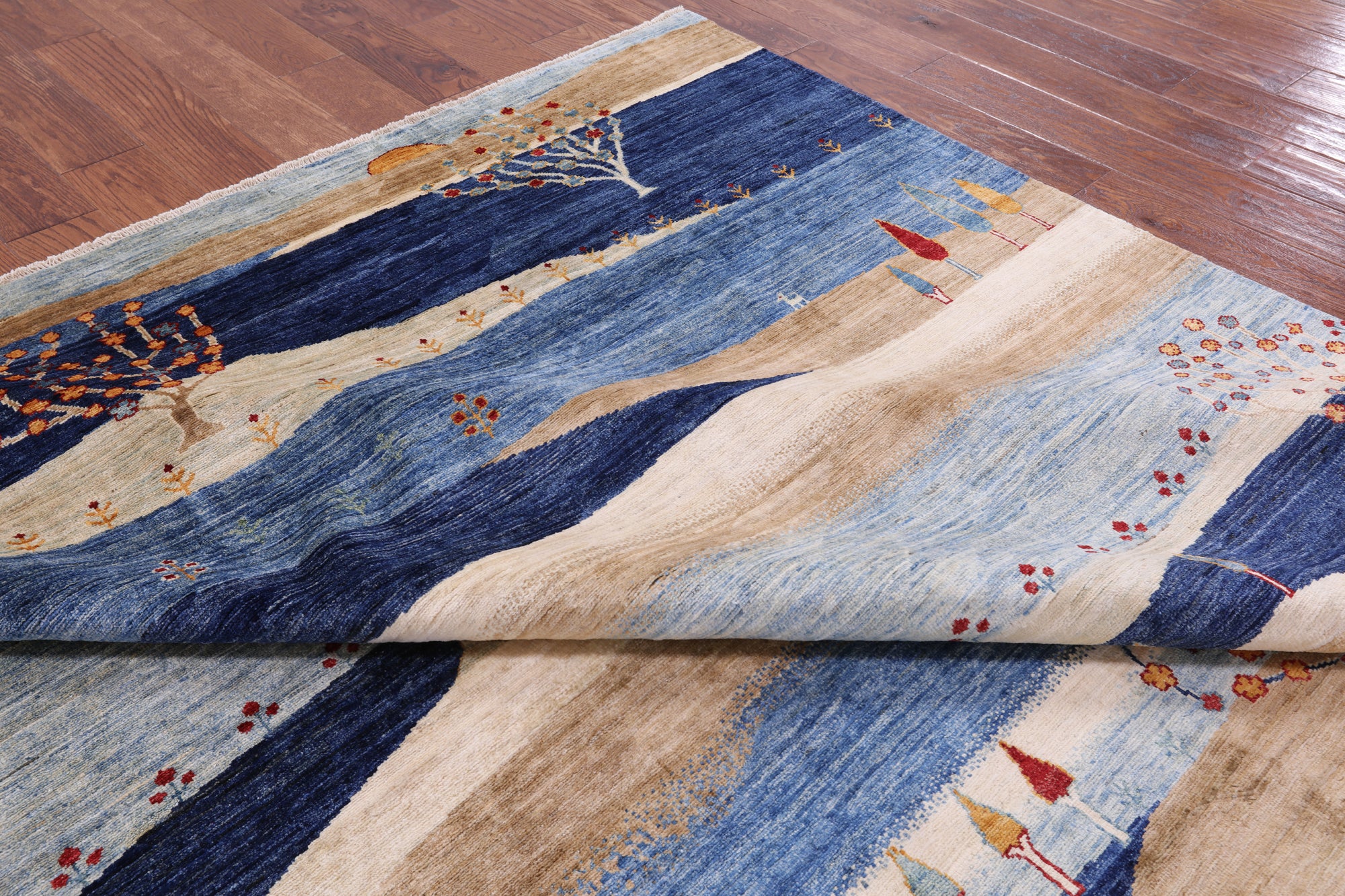 Tribal Persian Gabbeh Hand Knotted Wool Rug - 8' 1" X 9' 8" - Golden Nile
