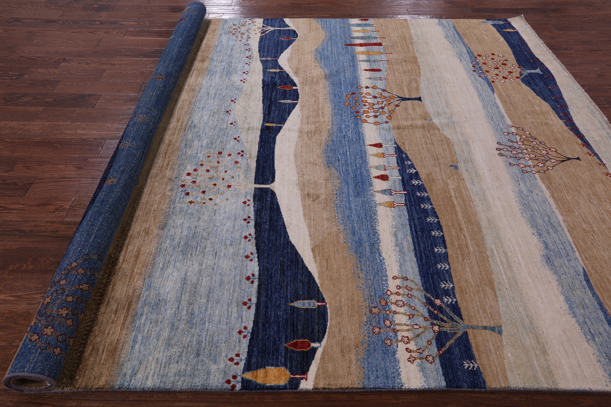 Tribal Persian Gabbeh Hand Knotted Wool Rug - 8' 1" X 9' 8" - Golden Nile