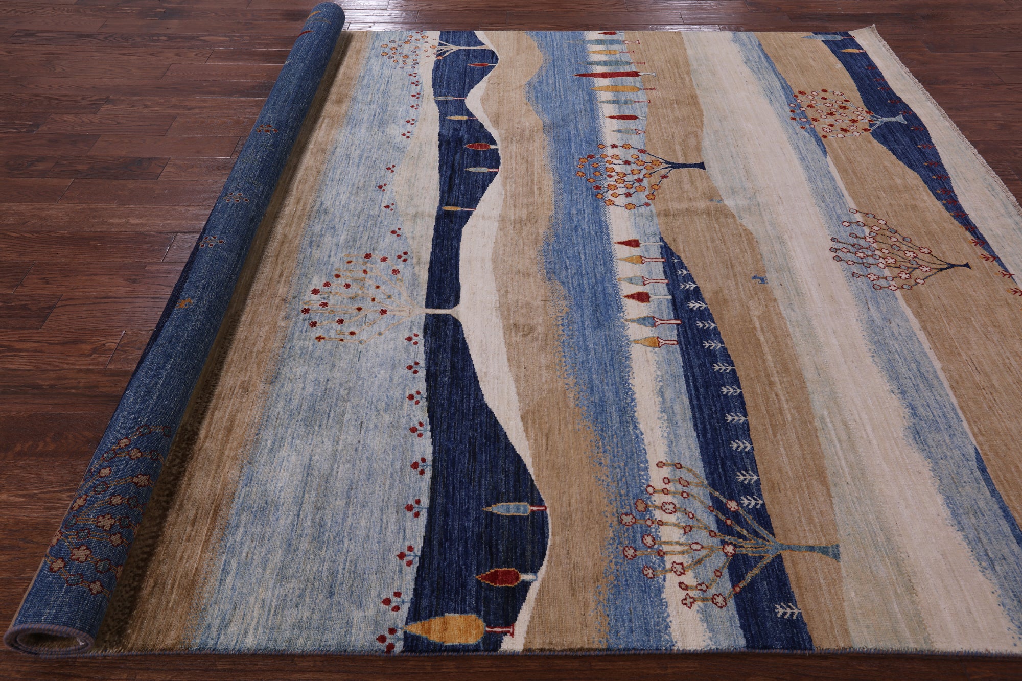Tribal Persian Gabbeh Hand Knotted Wool Rug - 8' 1" X 9' 8" - Golden Nile