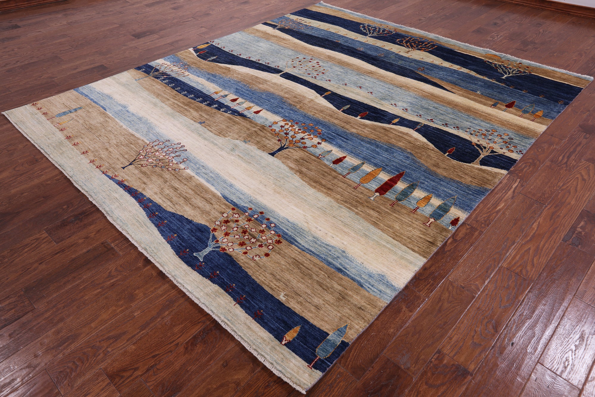 Tribal Persian Gabbeh Hand Knotted Wool Rug - 8' 1" X 9' 8" - Golden Nile